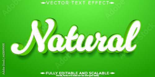 Natural fresh text effect, editable green and organic text style
