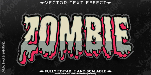 Horror text effect, editable retro and zombie text style