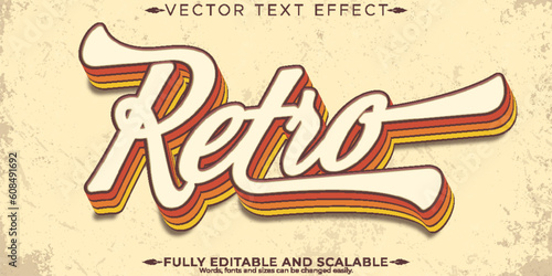 Retro text effect, editable vintage and cool text style