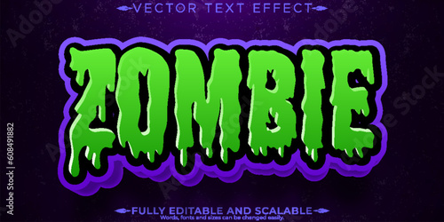 Editable text effect zombie, 3d horror and scary font style