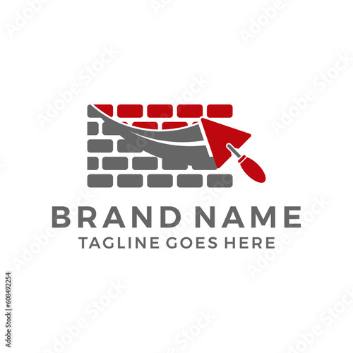 Plastering brick wall logo icon vector template 