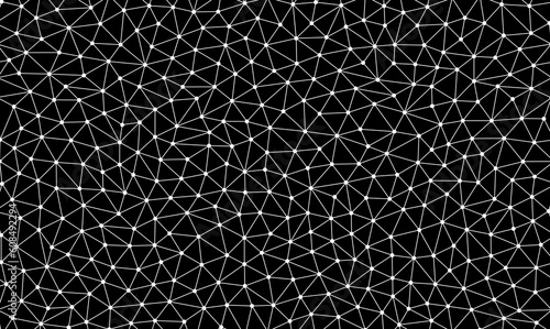 seamless abstract geometric polygonal with dots repeatable pattern swatch background, editable stroke width, white on black