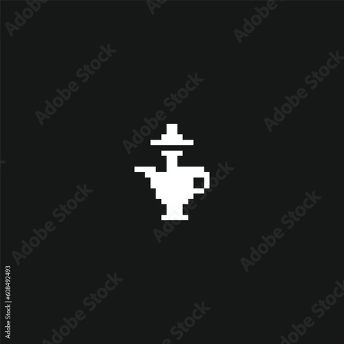 Fototapeta Naklejka Na Ścianę i Meble -  this is beverage icon 1 bit style in pixel art with white color black background ,this item good for presentations,stickers, icons, t shirt design,game asset,logo and your project.
