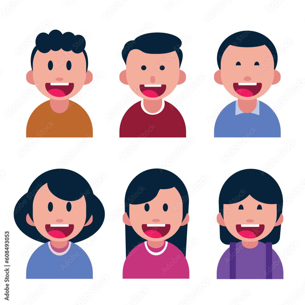 face vector flat character variation face vector flat character variation