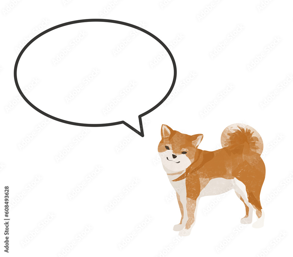 ふきだしとかわいい柴犬のワンポイント素材 ふきだしとかわいい柴犬のワンポイント素材