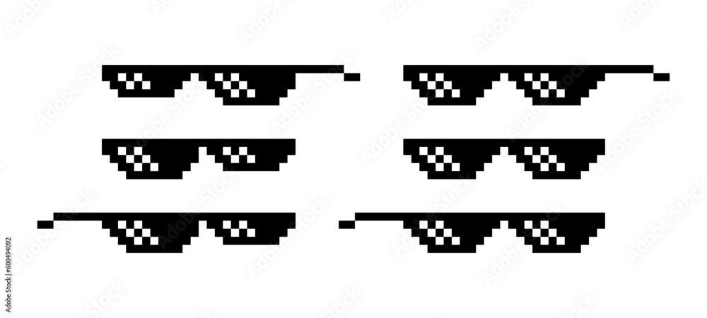 Sunglasses pixel art vector. Thug life glasses vector illustration. Sunglasses pixel art vector. Thug life glasses vector illustration.