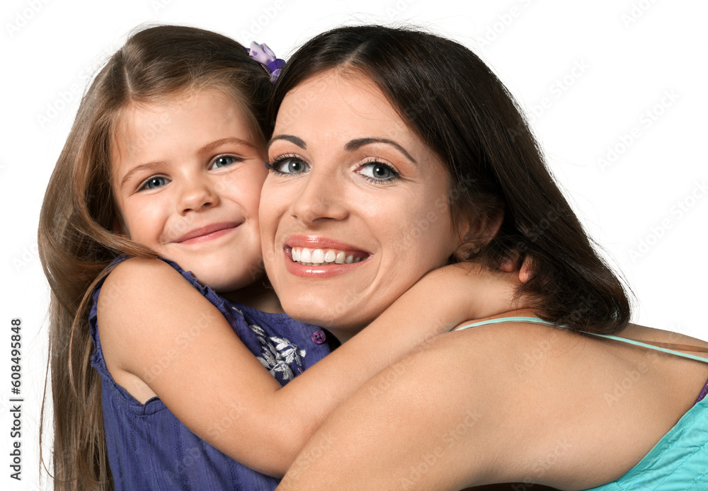 Portrait of Mother and Young Daughter Hugging Portrait of Mother and Young Daughter Hugging