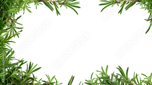 fragrant rosemary sprigs as a frame border  isolated with negative space for layouts
