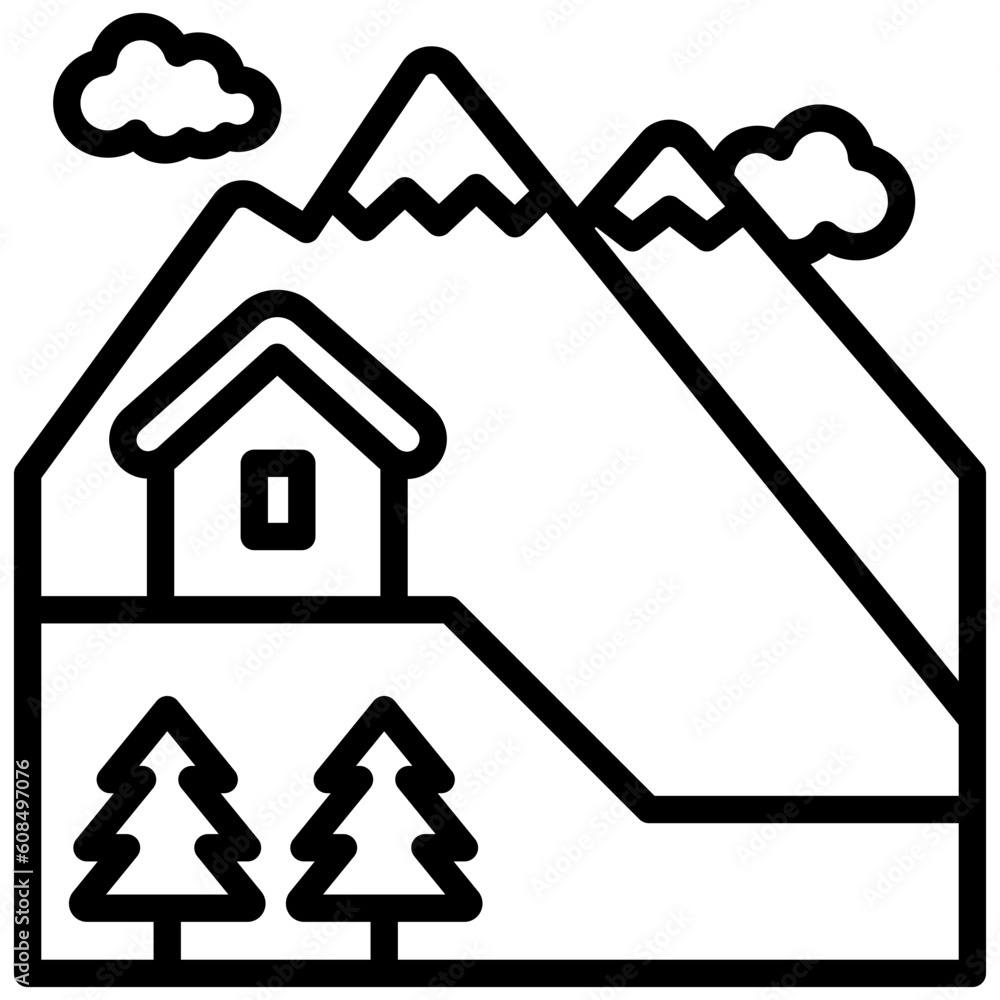 ski resort icons, are often used in design, websites, or applications, banner, flyer to convey specific concepts related to vacations or tourism.