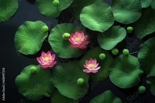 The top view is the beauty of the pink lotus flowers.