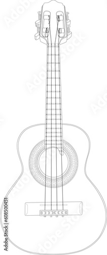 線だけで描いたカバキーニョという名前の4弦ギター