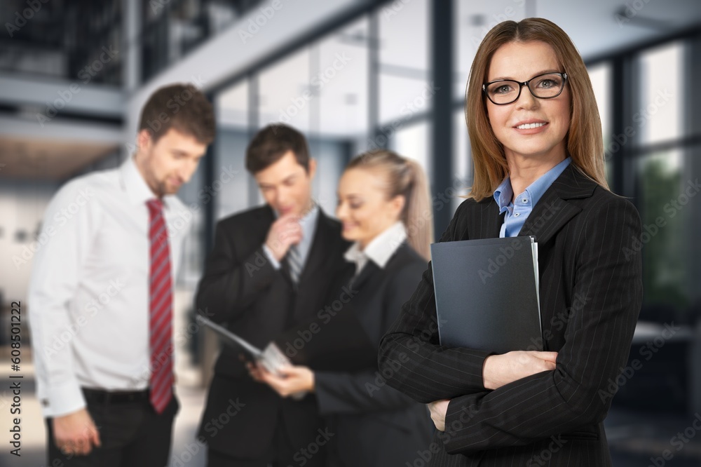 modern happy business woman posing in office modern happy business woman posing in office