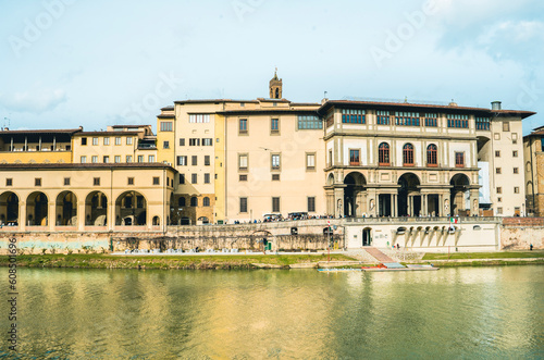 Constructions in Florence  Italy by Arno river