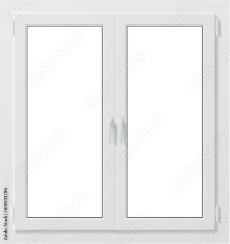 Realistic pvc window isolated 3d vector mockup. Option for architecture construction that offers durability and weather resistance. Material is easy to maintain and has modern appearance