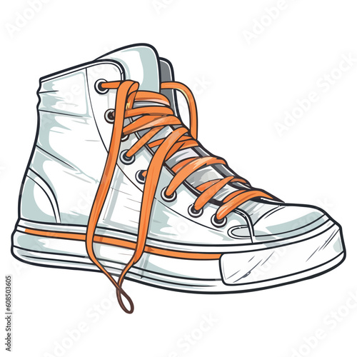 sports shoe undone, shoelace needs tying