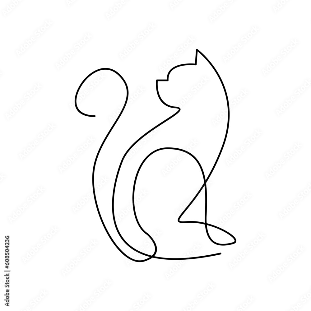 Cat single Line icon design illustration template Cat single Line icon design illustration template