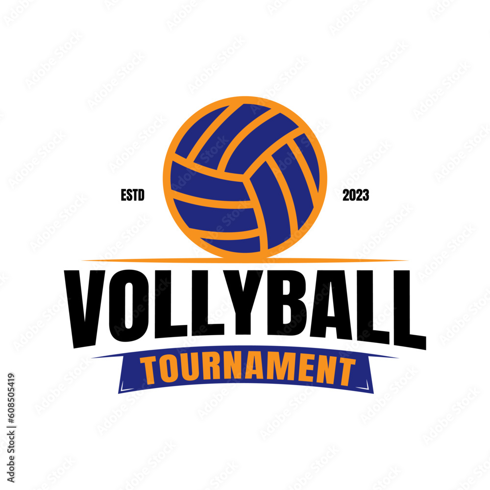 Sport volleyball club logo, volleyball club. Tournament volleyball club emblem, design template on white background