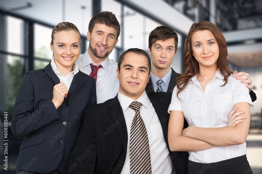 Diverse team of business employees in office,