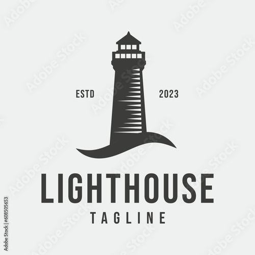 Retro vintage lighthouse logo design illustration with nautical symbol, design icon, design template can be used for nautical logo.