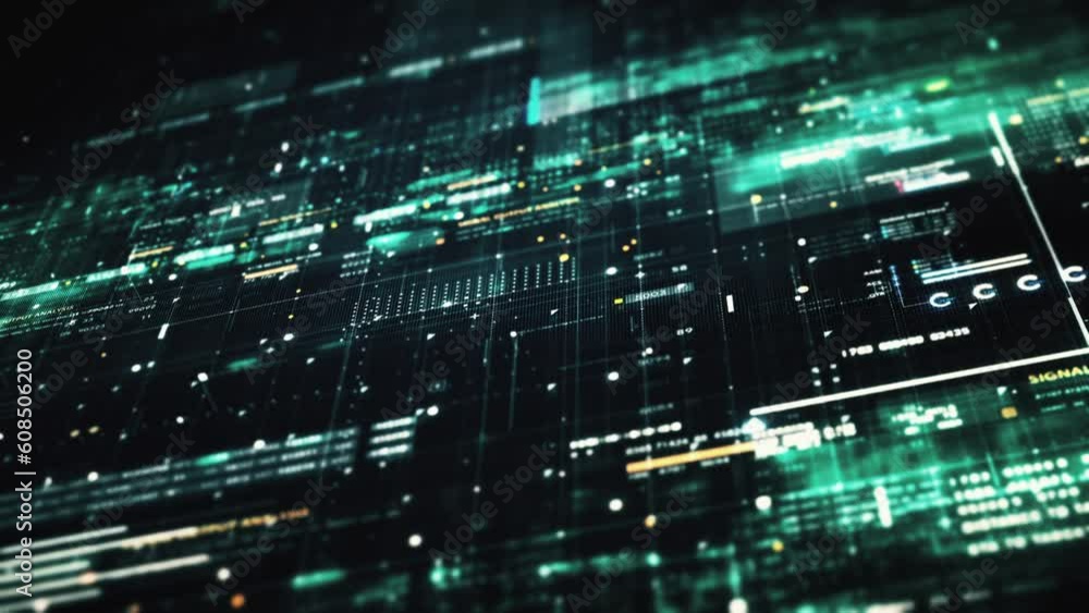 Advance data matrix, telemetry and encrypt numbers simulation user interface display in cyber space abstract de-focus environment background Advance data matrix, telemetry and encrypt numbers simulation user interface display in cyber space abstract de-focus environment background