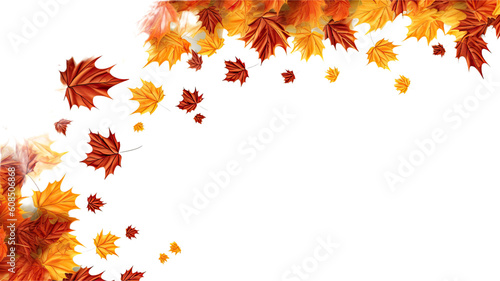 flowing maple leaves as a frame border  isolated with negative space for layouts
