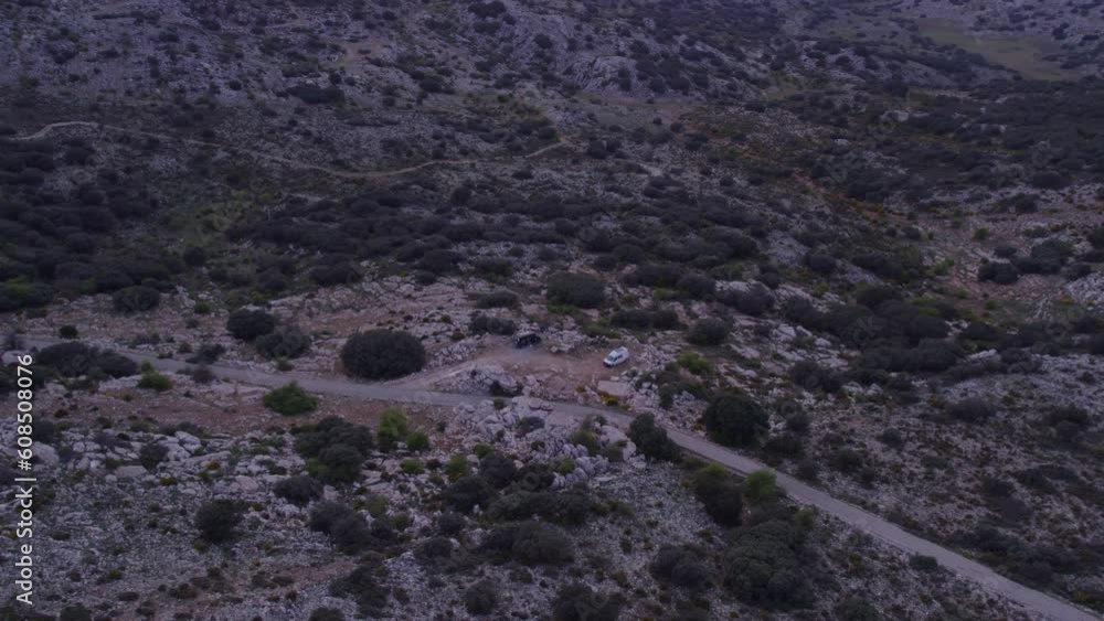 Reveal shot of El Torcal de Antequera during sunset, Aerial 4k Reveal shot of El Torcal de Antequera during sunset, Aerial 4k