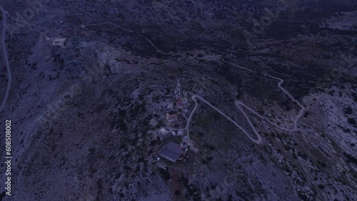 Big antenna in middle of El Torcal de Antequera with colorful sky