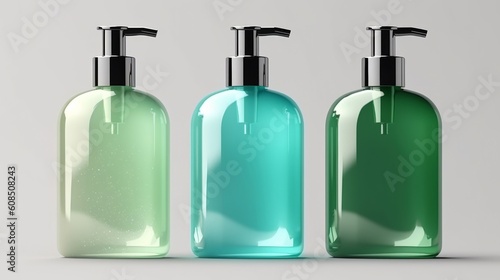 Realistic bottle with dispenser for shampoo soap and cream cosmetics. Generative ai