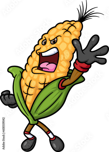 Angry Corn cartoon character mascot design