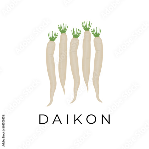 Winter Daikon Or White Radish Illustration Logo