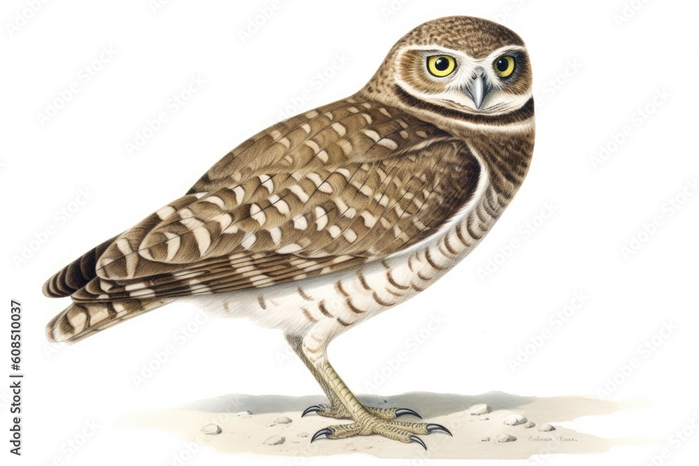 Brown and White Bird with Yellow Eyes Generative AI Brown and White Bird with Yellow Eyes Generative AI