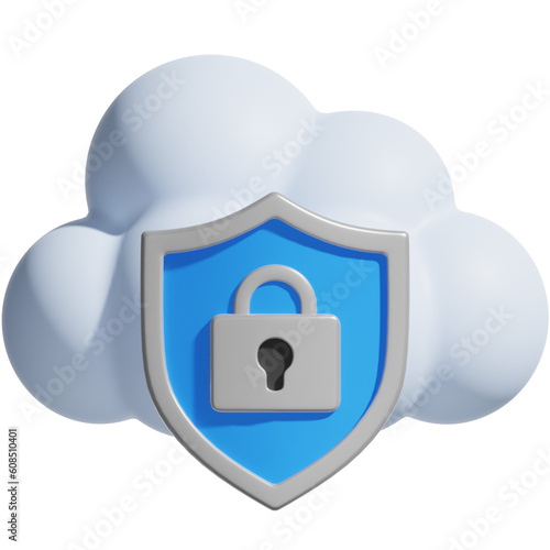 Cloud Security 3D Icon