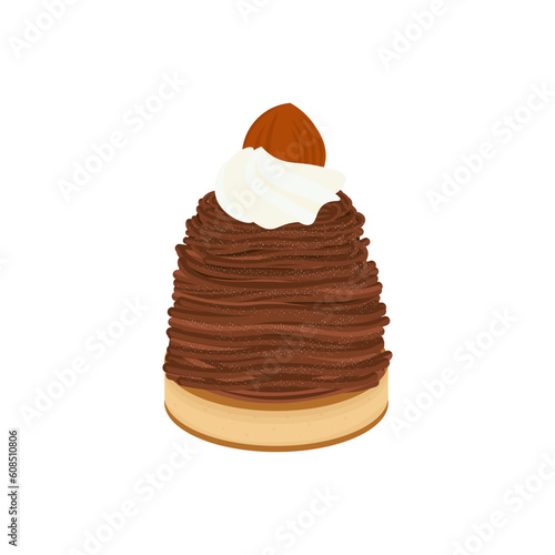 Chocolate Flavor Mont Blanc Ice Cream Dessert Illustration Logo