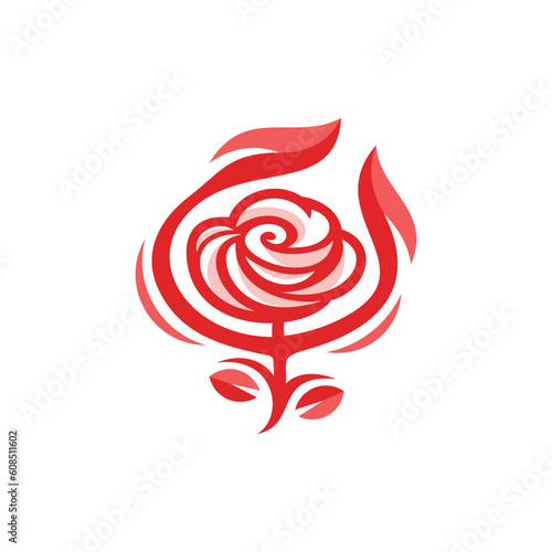 Red rose logo design  Flower beauty design Vector illustration 