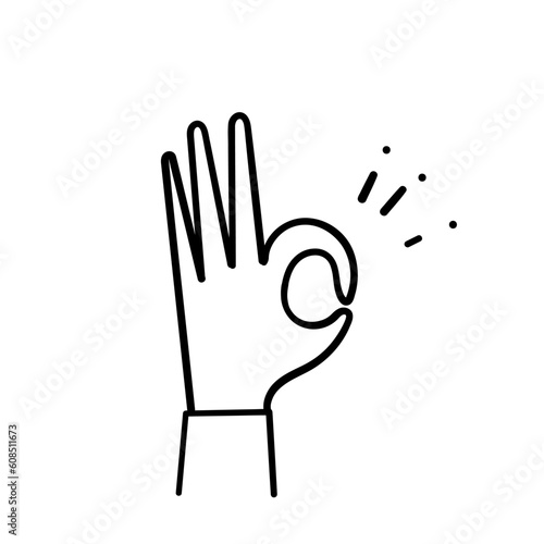 hand drawn doodle person hand ok sign illustration vector
