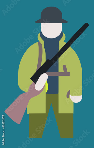 a hunting person; a flat vector illustration