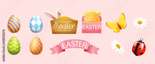 Easter holiday promo element set