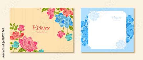 Elegant peony floral template set