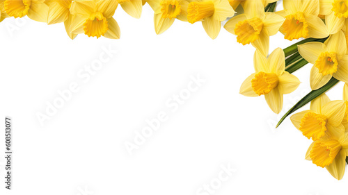 delightful daffodil petals as a frame border, isolated with negative space for layouts