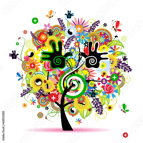 Healthy energy of herbal tree for your design