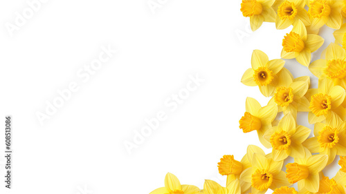 delightful daffodil petals as a frame border, isolated with negative space for layouts