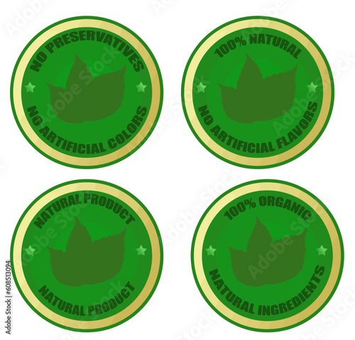 Vector collection of labels for natural products