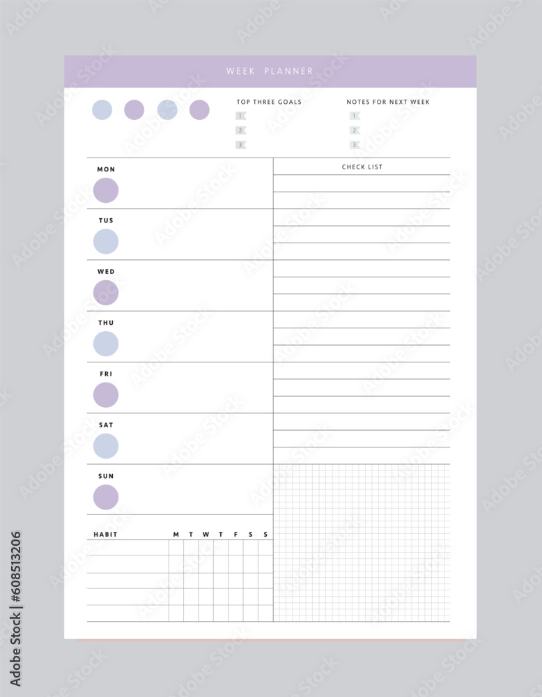 3 set of week planner. 3 set of week planner.