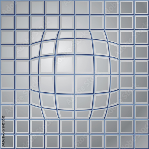abstract background steel squares with fisheye effect