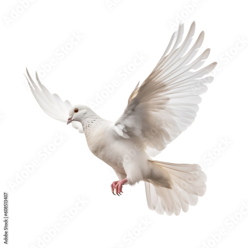 white dove flying isolated in transparent background
