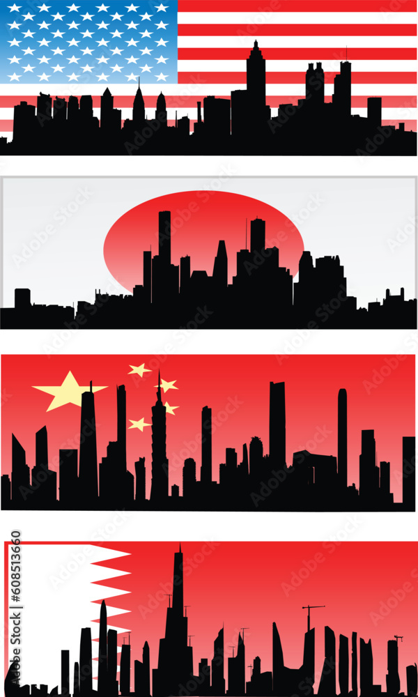 City Skyline and Silhouettes