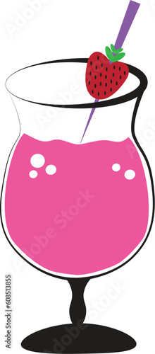 Pink alcohol cocktail daiquiri drink with strawberry