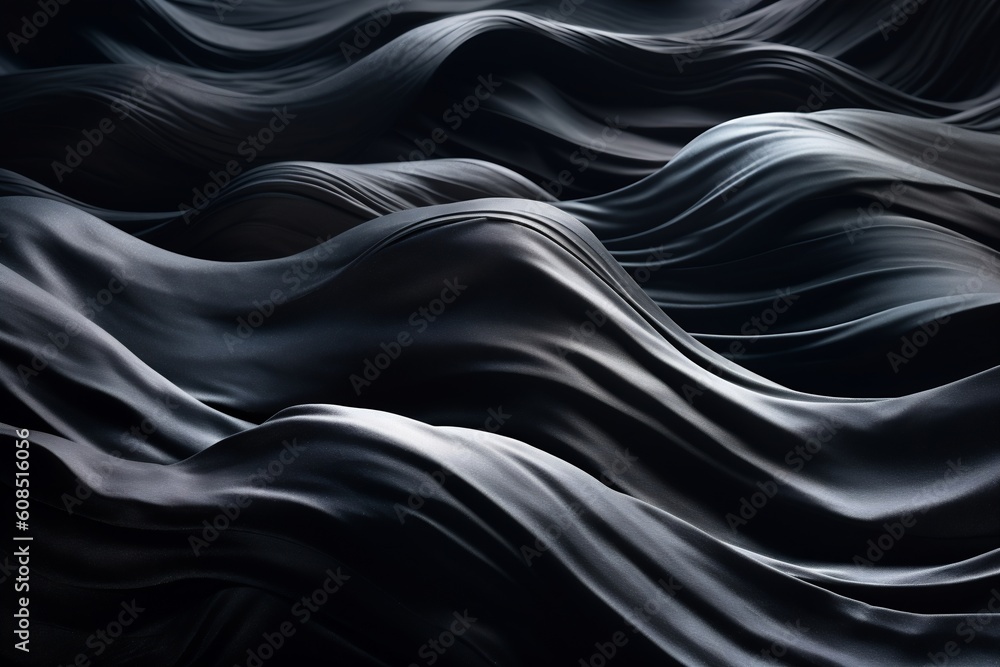 A background featuring abstract black silk fiber waves