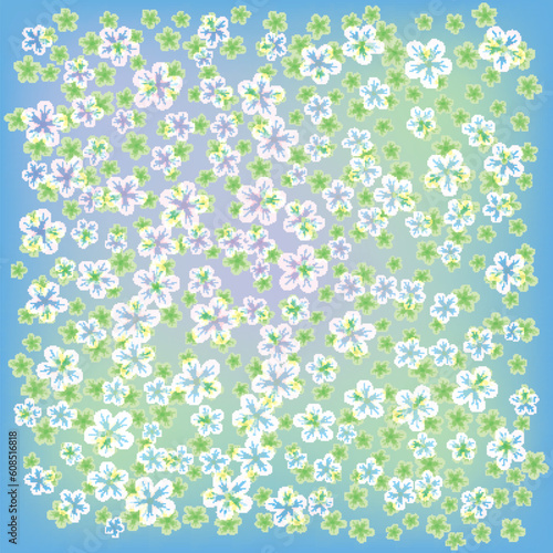 abstract floral background with small flowers on blue
