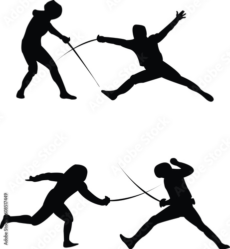 fencing silhouette - vector